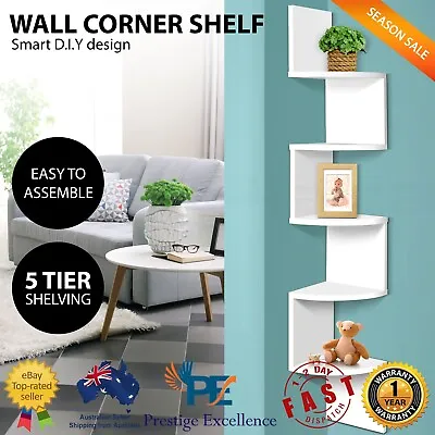 $46.31 • Buy 5 Tier Corner Wall Shelf Floating Display Stand Wall Mount DVD CD Bookshelf Rack