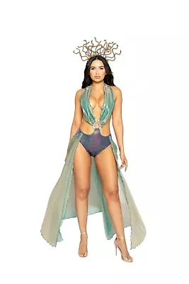 Roma Medusa Guardian Metallic Bodysuit Dress W/ Snake Headpiece 2pc Costume 4961 • $49.99