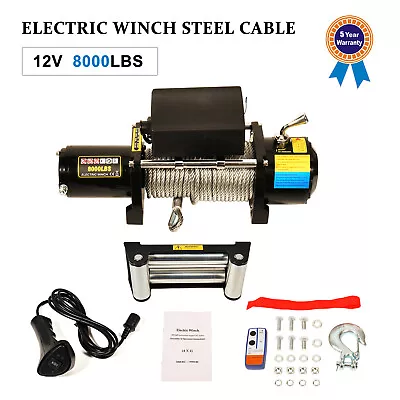 8000Ibs Electric Winch 12V Steel Cable 4WD ATV UTV Winch Towing Truck • $241.99