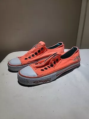 Vintage Ed Hardy Slip On Sneakers Women’s 6 NEON Orange Green Y2K Shoe • $20