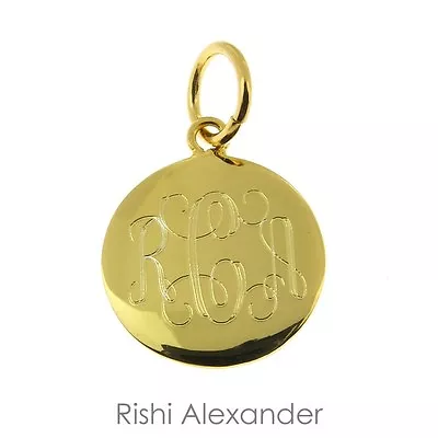 925 Sterling Silver Gold-Plated Monogram Personalized Round Pendant • $14.99