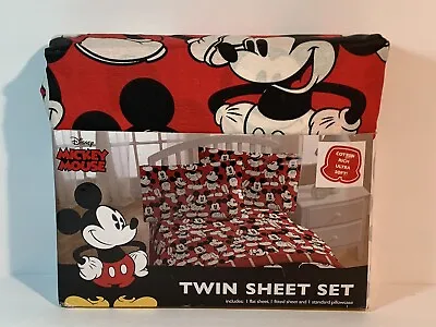 Disney Mickey Mouse Twin Sheet Set - Cotton Rich Ultra Soft - 3 Piece Set • $45