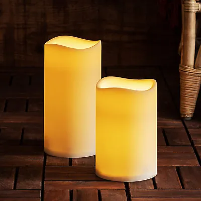 £11.99 • Buy Large Outdoor Battery Operated LED Flameless Pillar Candle With Timer, 2 Sizes