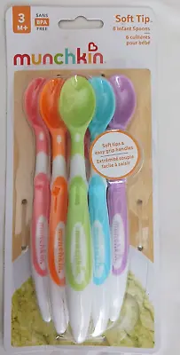 Munchkin Soft-Tip Infant Spoons With Easy Grip Handle Assorted Colors 6 Count • $5.99