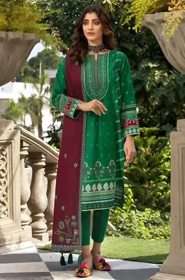 Lakhany 3 Piece Unstitched Embroidered Karandi Suit WKE-7020 • £31.99