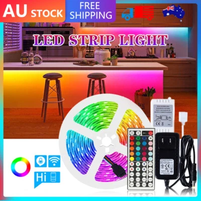 $7.03 • Buy Waterproof RGB LED Strip Lights IP65 5050 5M 10M 20M 12V Plug IR 44 Key Remote 