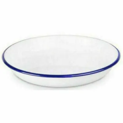 Enamel Rice Plate Falcon Pie Dish Round Pasta Baking 18cm Roasting Serving White • £7.18