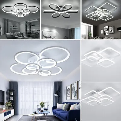 Aluminum LED Ceiling Lamp Ring Light Chandelier Lights Fixture Living Bedroom • £99.95