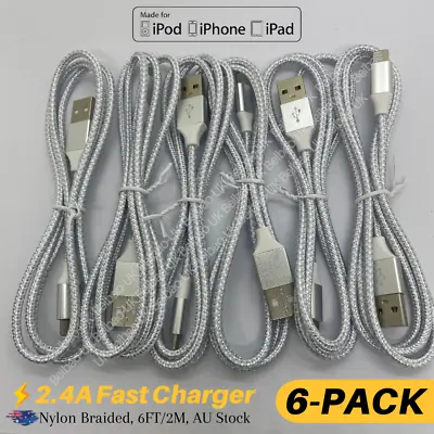 BULK Lot 6X Heavy Duty USB Charger Cable Cord For IPhone 14 13 12 11 IPad XR 8 7 • $22.65