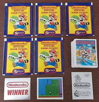 1992 NINTENDO Super Mario Merlin Italy Complete Set 276 Stickers + 5 Packs Gift  • $74