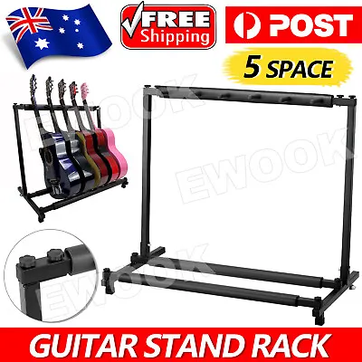 $32.45 • Buy Stylish Guitar Stand Tidy Storage Rack Fits 5 Guitars Metal Padded Foam