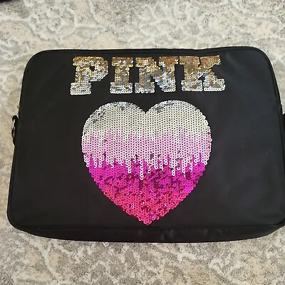 Vintage Victoria Secret Bling Heart Laptop Bag/ Messenger  Pink  Zipper Closure  • $14.95