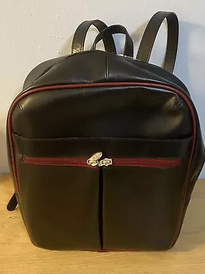 NWT McKlein Edison Leather Laptop Tablet Backpack Black W/ Red Trim • $34.99