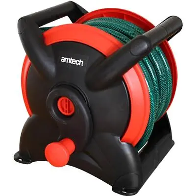 Amech 15m Compact Wall Mounted Garden Hose Reel Multi Purpose With Adaptor Set • £23.49