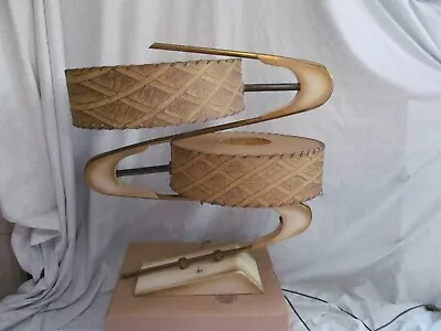 Vintage Majestic Z Lamp Light Fiberglass Shades Brass Wood Base MCM 3 Way • $995
