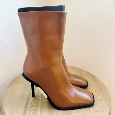 $39 • Buy Final SALE! ZARA Heeled NEW Toed Leather Squared Ankle Booties  Size 39/9.0