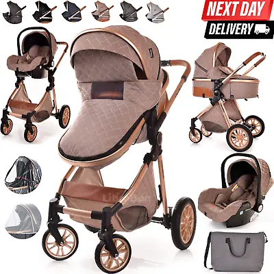 £198.99 • Buy Newborn Baby Pram Pushchair Buggy Stroller 3in1 Travel System Car Seat Included
