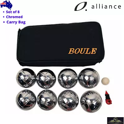 Boule Ball Set Of 8 Bocce Petanque Chromed Ball Set With Carry Bag • $74.99