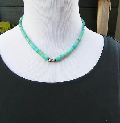 Native American Santo Domingo Vintage Graduated Turquoise Heishi Choker 16.5  • £148.10