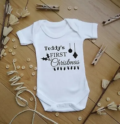 Personalised First Christmas Baby Grow/ Bodysuit | Cute Gift For Baby  • £9.49