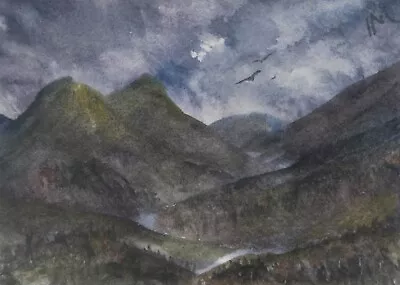 ACEO Original Painting Art Card Landscape Wales Mountains Snowdonia  Watercolour • £5