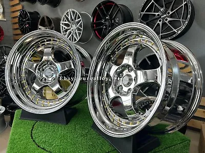 18  5x114.3 WORK MEISTER S1 Style Rims 9J + 10J JDM SSR Deep Dish CHROME Wheels • $2396.56