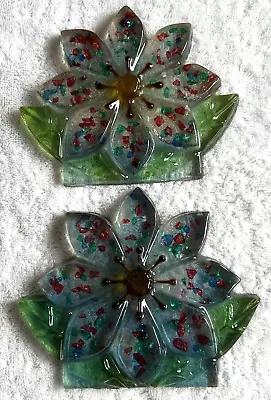 Pair VTG 60's-70's Lucite Acrylic Blue Daisy Flowers Mid Century Modern • $16