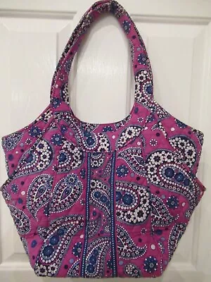 Vera Bradley Boysenberry Large Paisley Quilted Cotton Tote Nice!  Pockets • $19