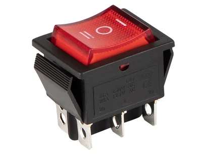 £3.99 • Buy Double Pole Rocker Switch 16A 240V, 20A 125V RED  ON-OFF-ON 6 Pin 
