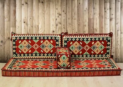 Kilim Patterned Floor Cushion Corner Sofa Set Bohemian Oriental Seating Covers • £160