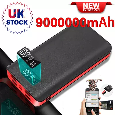 9000000mAh Power Bank 4USB Charging Portable External Battery Backup Charger Lot • £16.59