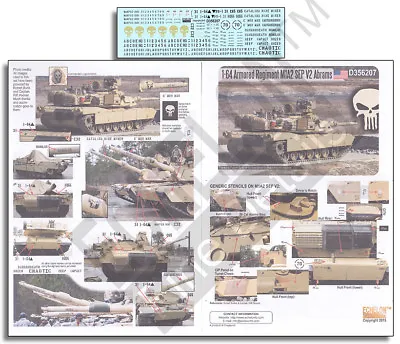 ECHELON FD D356207  1/35 Decals For 1-64th AR M1A2 SEP V2 Abrams • £10.99