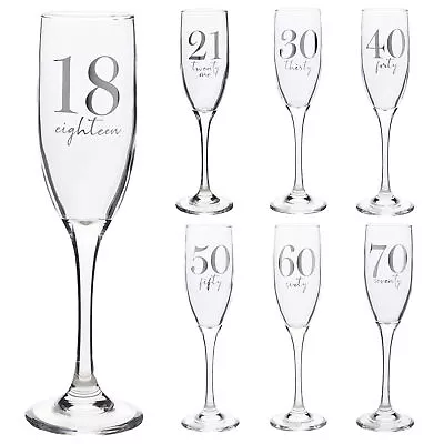 Birthday Champagne Flute Glass With Silver Detail - Choose Age • £13.95