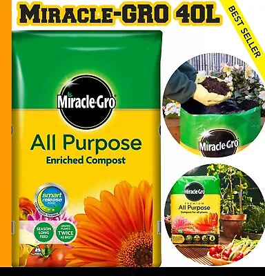 40L Miracle-Gro All Multi-Purpose Plants Feed Compost Growing Soil Garden Plants • £11.48