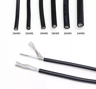 UL1185 Black/Grey Shielded Wire 10~28AWG Single Core Tinned Coppe Audio Cable • $5.65