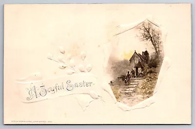 Vintage Postcard Easter Embossed Winsch Joyful Easter Village Scene C1912 • $2.74