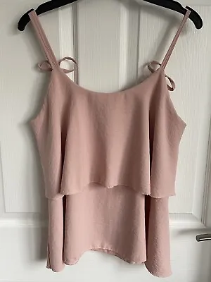 Ladies Pink Blush Sleeveless Strap Layer Cami Top  - Size 10 • £2.95