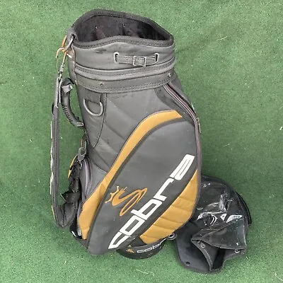 Vintage COBRA Staff Golf Bag Black Gold 6-Divider W/ Rain Hood • $89