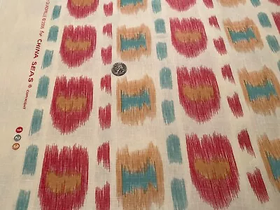 25x40 Alan Campbell Quadrille CHINA SEAS Cintra Hand Print 100% Linen Fabric • $44