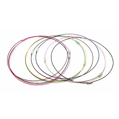 10 Memory Wire Chokers Mixed Colours 18  Necklaces Chains Wire J12601M • £4.89