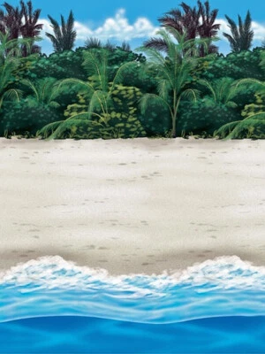 £15.99 • Buy 12m Tropical Sandy Beach Room Roll Scene Setter Hawaiian Party Wall Decoration
