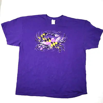 Maryland State Flag Crab Pattern Emblem Purple T Shirt 2XL Men's • $11.94