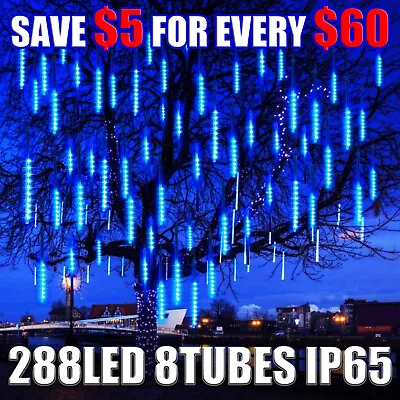 288 LED Solar Meteor Shower Lights Fairy String Falling Rain Tree Garden Xmas US • $14.95