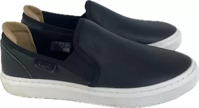 Ugg Alameda Black Slip On Sneaker Womens 8.5 Leather Shoe EUC 1130779 • $54.97