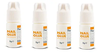 4 X THE EDGE NAIL GLUE 3g Gram Tips Super Strong False Adhesive • £5.49