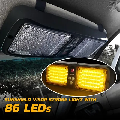 Amber 86LED Emergency Warning Lamp Shield Visor 12 Flashing Pattern Strobe Light • $22.99