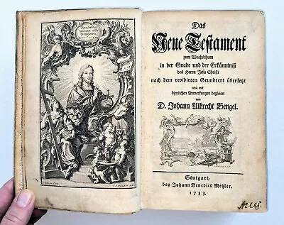 1753 BIBLE - DAS NEUE TESTAMENT Johann Albrecht Bengel VELLUM COVERS • $300