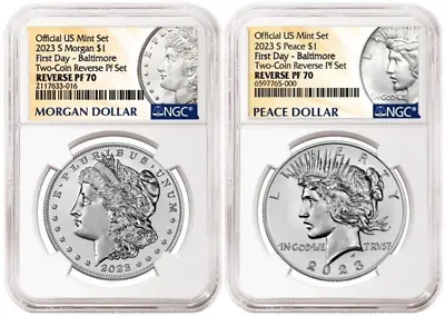 2023-S Reverse Proof $1 Morgan Peace Dollar  NGC PF70 First Day Baltimore W/OGP • $319.99