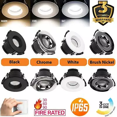 Fire Rated CCT LED Dimmable Recessed Downlight Bathroom Ceiling Spotlights IP65  • £7.99