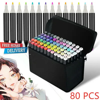 Markers 24/80 Colors Graphic Drawing Painting Alcohol Art Dual Tip Sketch Pens • £6.99